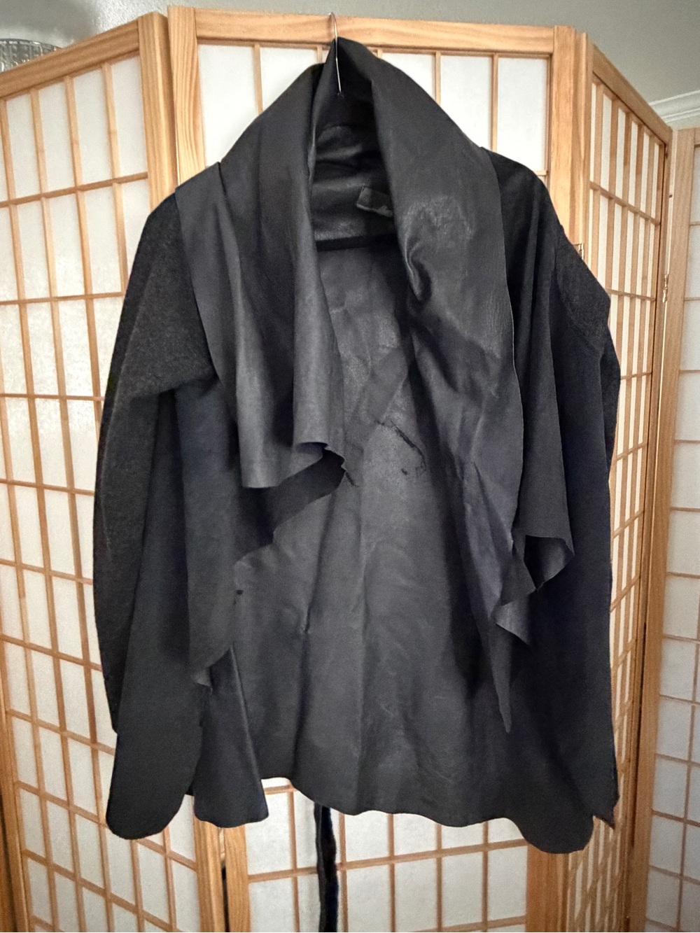 Designer Sample Daryl K Black Gray Draped Open Front Jacket